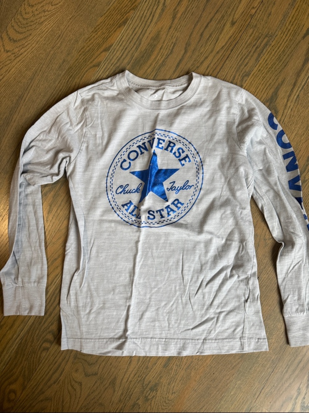 Converse Long Sleeve Tee - White and Blue Chuck Taylor Logo
